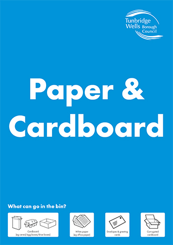 Sticker showing the items which can go in the paper and cardboard bin